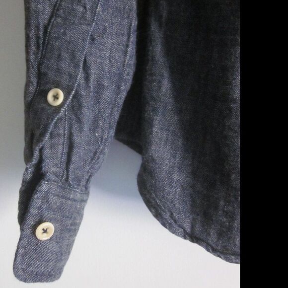 Brooklyn Tailors Womens Size L Custom Made Dark Blue Denim Fitted Shirt 42" Bust - Picture 11 of 12